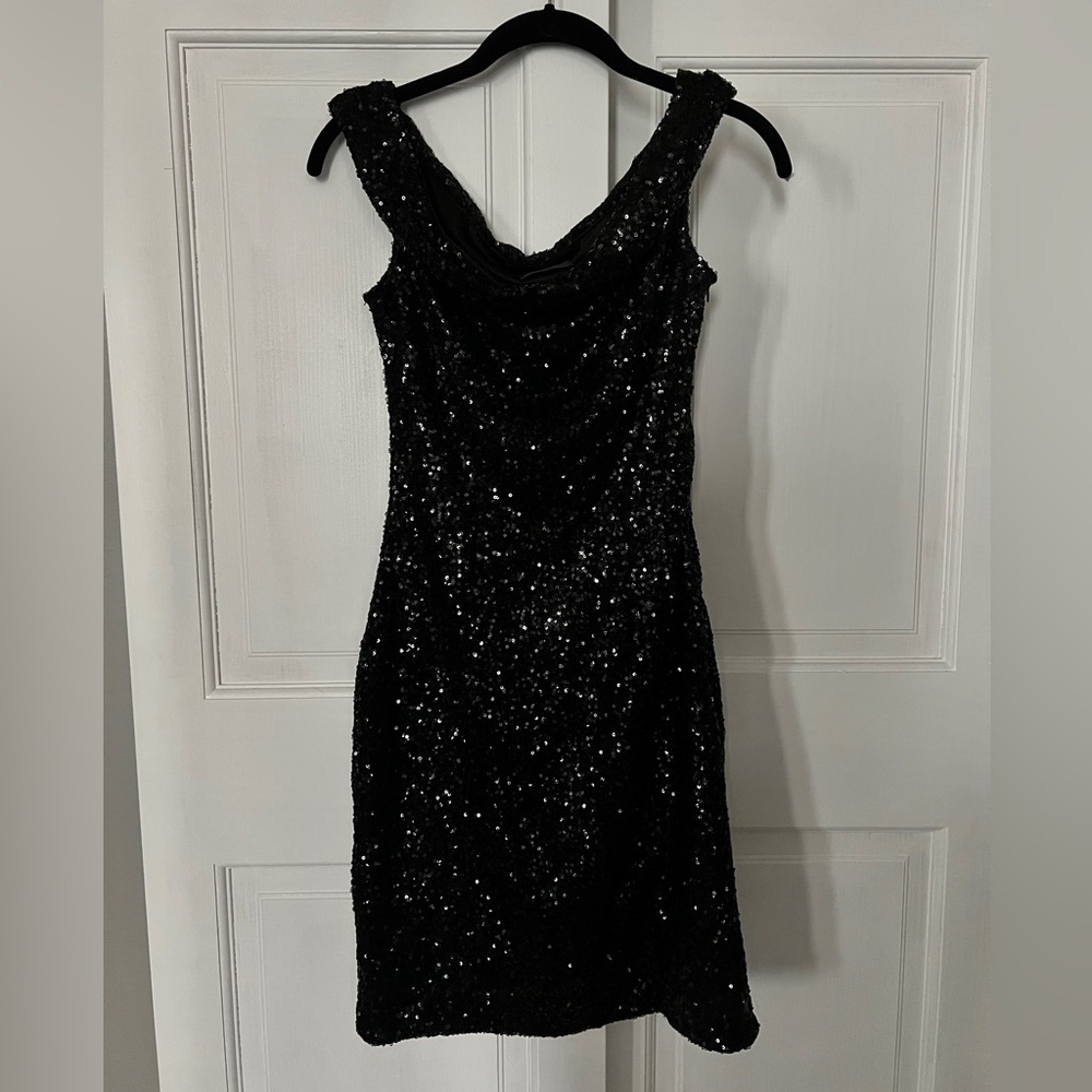 Women’s Black Sequin Prom/Homecoming/Wedding Guest Occasion Mini Dress
